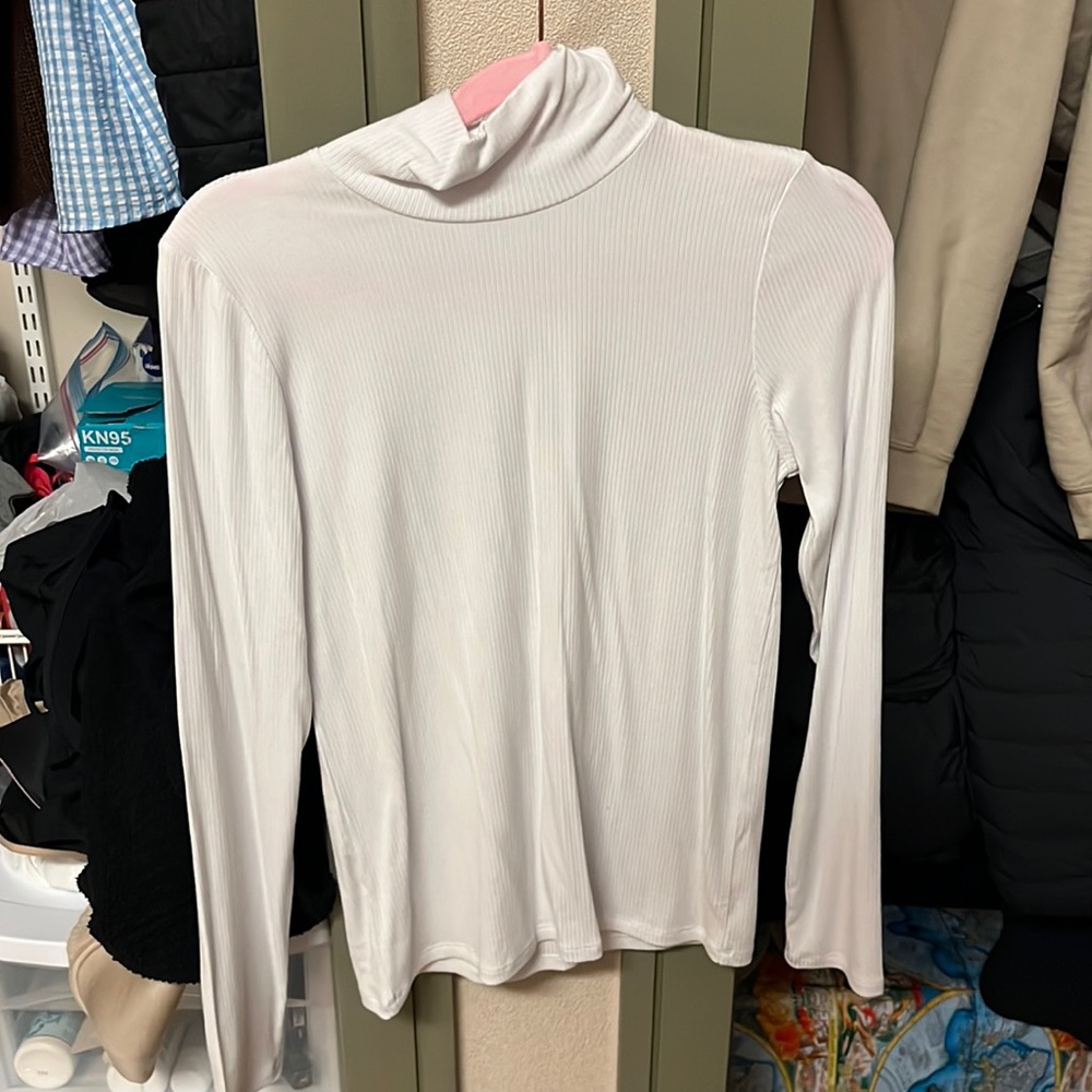 Aritzia White Long Sleeve Turtle Neck